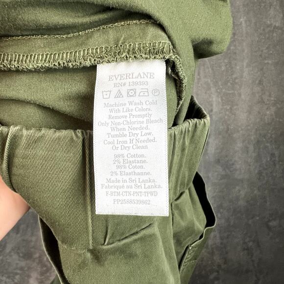 Lot of 2 Everlane Cotton Wide Leg Pants Green White Career Stretch - Picture 11 of 16
